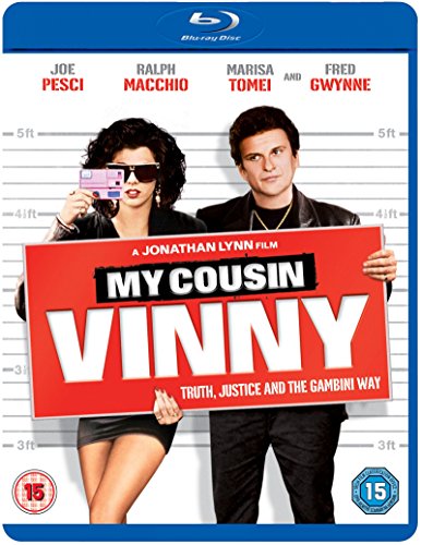 Blu-ray cover featuring Marisa Tomei and Joe Pesci holding a My Cousin Vinny sign.