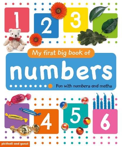 Colorful children’s book cover with numbers, toys, and flowers.