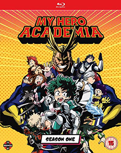 My Hero Academia Season One Blu-ray cover with anime characters.