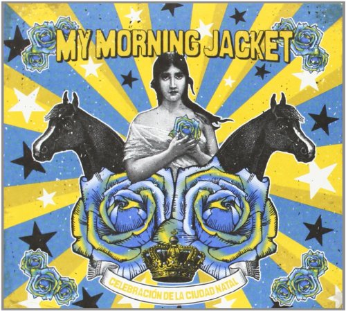 CD cover for My Morning Jacket’s “Celebracion De La Ciudad Natal” with horses and portrait.