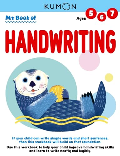 Kumon My Book of Handwriting workbook cover featuring an illustration of a blue otter.