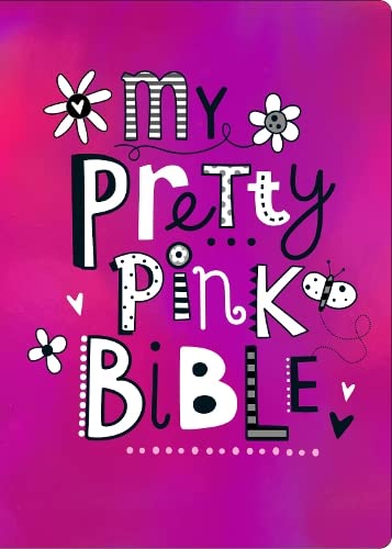 Pink book cover with whimsical black lettering reading “My Pretty Pink Bible.”