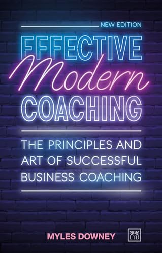 Book cover: "Effective Modern Coaching" with neon-style text on a brick wall.