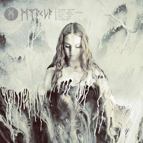 Myrkur album cover: woman with long hair in a misty, mountainous landscape.
