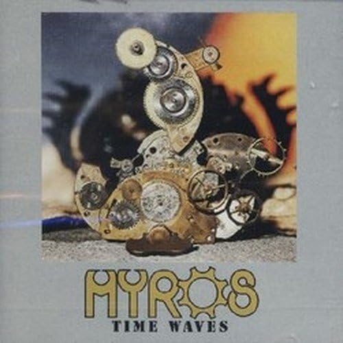 CD cover with a complex, golden mechanical sculpture and text "Myros - Time Waves".