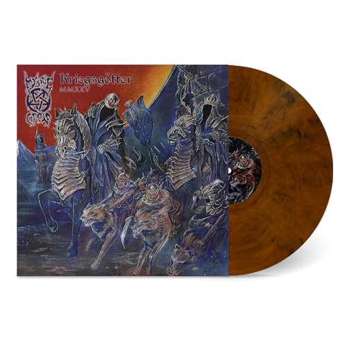 Vinyl record cover depicting armored figures on horseback, with brown marbled disc.