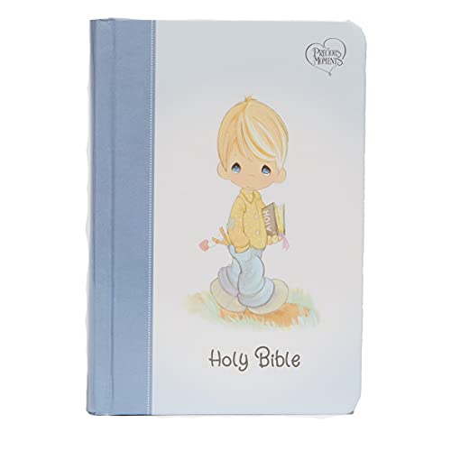 Blue hardcover Bible with a Precious Moments child illustration.