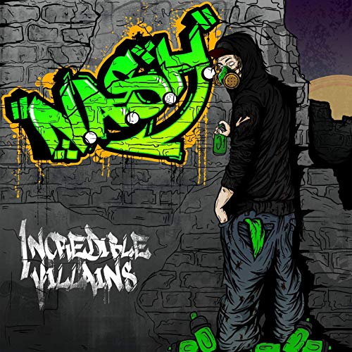 CD cover art: graffiti, hooded figure with gas mask, green text.