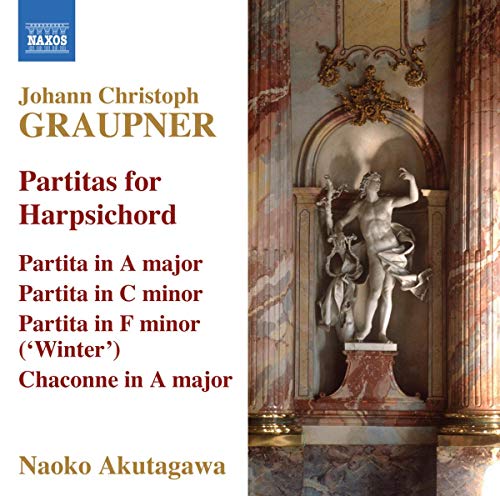 CD cover for Graupner’s Partitas for Harpsichord, featuring classical sculpture.