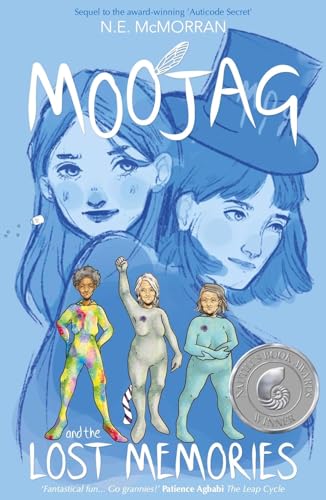 Book cover: “Moojag and the Lost Memories” featuring illustrated characters.