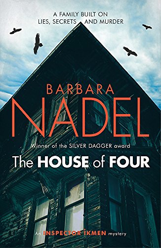 Book cover: dark house roof, red title "The House of Four" and birds.