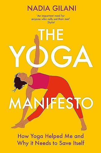 Yellow book cover with illustration of a woman in a yoga pose.