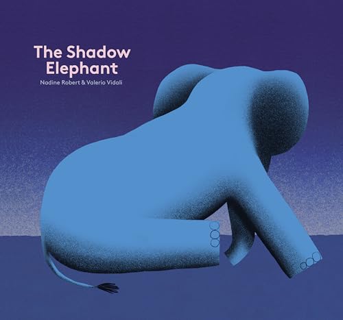 Blue elephant illustration against a dark purple, textured background.