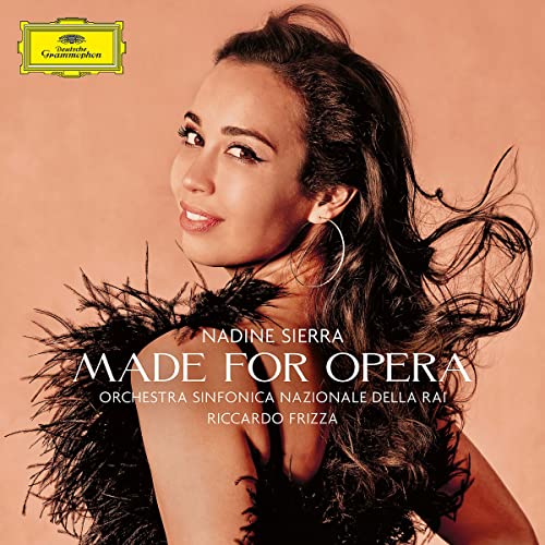 Woman with long brown hair and black feathered top on orange album cover.