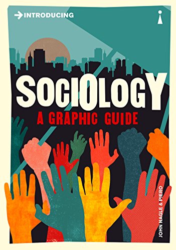 Book cover showing colorful raised hands against a city skyline with text Sociology.
