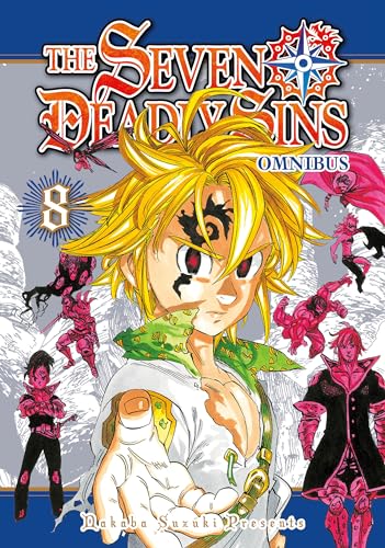 Manga cover featuring Meliodas with spiky blonde hair and several smaller figures in background.
