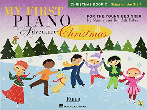 “My First Piano Adventure - Christmas” book cover with children ice skating.