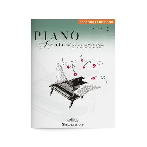 Cover of Piano Adventures Performance Book Level 5 featuring a winged grand piano.