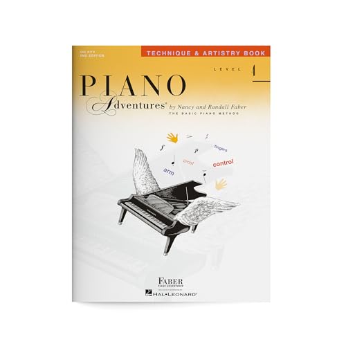 Piano Adventures Technique & Artistry book, Level 4, with winged piano illustration.