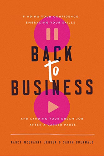 Book cover with bold text “Back to Business” and pink geometric shapes.