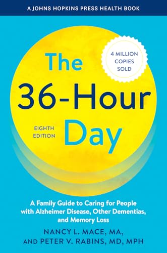 Book cover: "The 36-Hour Day" with a yellow sun and blue text.