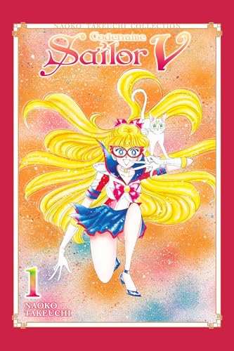 Manga cover featuring Sailor V with long blonde hair and a white cat.