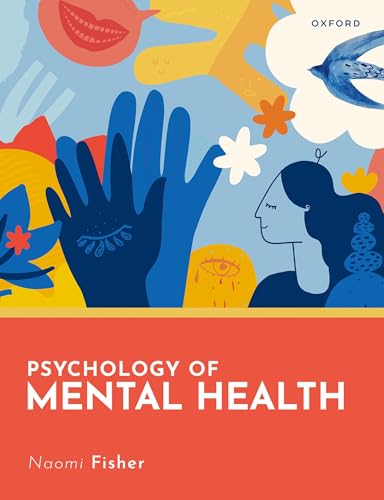 Book cover with illustrated hands, face, and floral designs; title “Psychology of Mental Health.”