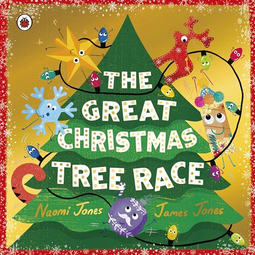 Colorful illustration of a Christmas tree with whimsical, animated characters.