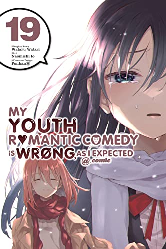 Manga cover: two young people, one crying, with pink and blue hair.
