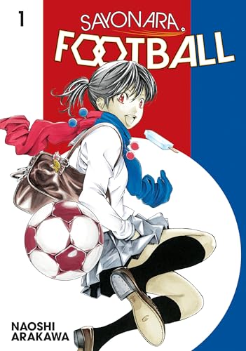 Manga cover: girl with soccer ball, backpack, and red scarf.