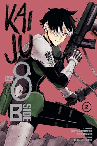 Manga cover featuring a young man with a weapon, “Kaiju No. 8” title.