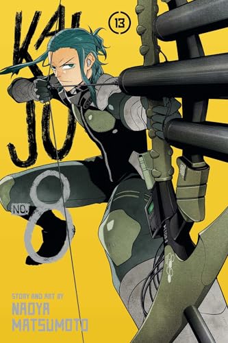 Manga cover featuring a green-haired character aiming a large mechanical bow on yellow background.