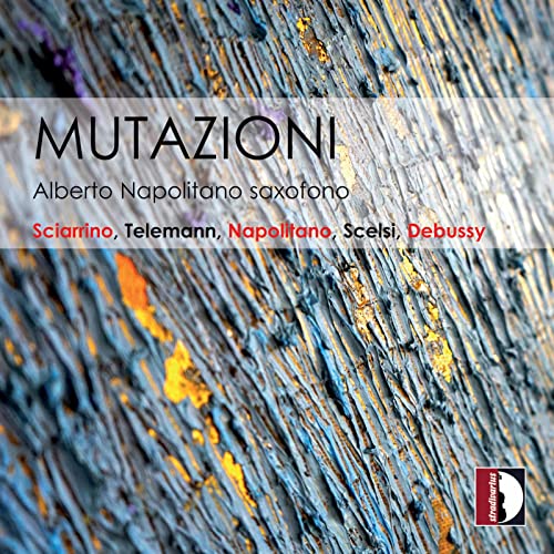 CD cover for "Mutazioni" by Alberto Napolitano, featuring woodgrain texture.