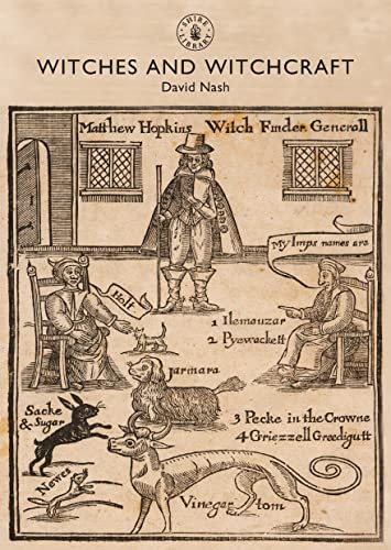 Book cover depicting 17th-century woodcut illustration of witches and a witchfinder.