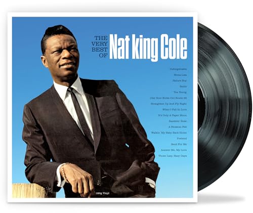 Nat King Cole album cover and black vinyl record shown at angle.