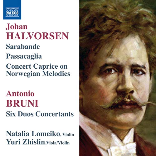CD cover featuring a portrait of Johan Halvorsen next to text listing the composers.