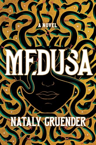 Book cover for "Medusa" featuring a face framed by golden snakes.