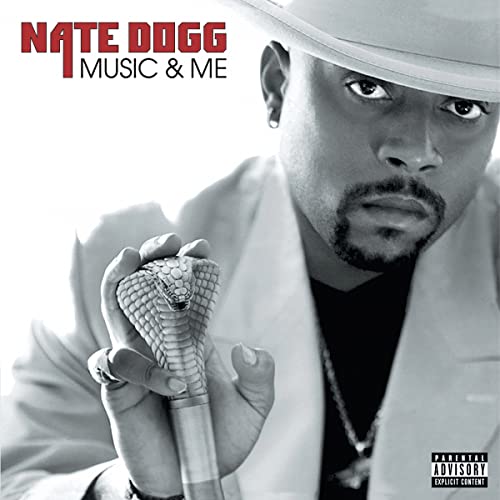 Black and white album cover featuring Nate Dogg holding a cobra-headed cane.