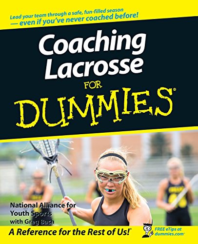 Book cover: "Coaching Lacrosse For Dummies" with lacrosse player image.