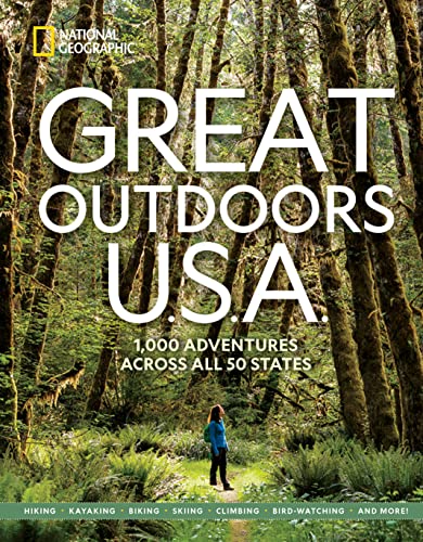 Book cover: “Great Outdoors U.S.A.” with forest scene and hiker.