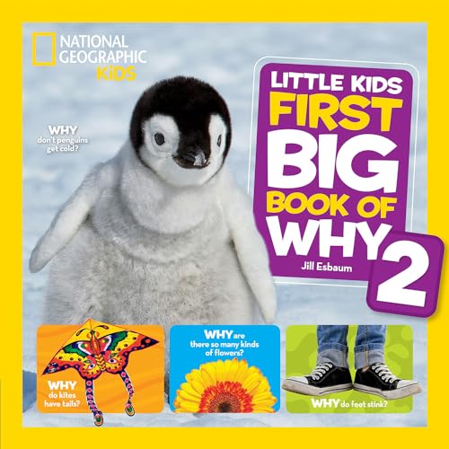 Book cover featuring a penguin and colorful images with "Why" questions.