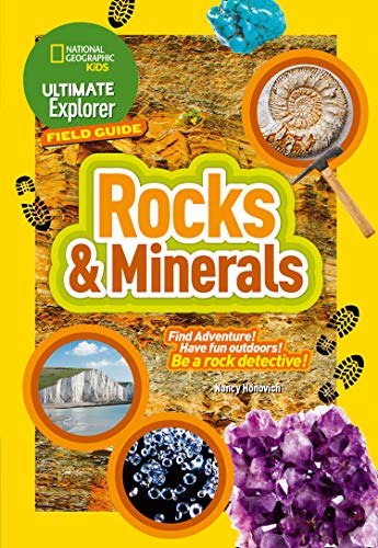 Book cover featuring rocks, minerals, fossils, and a coastal landscape.