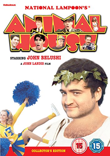 DVD cover for "National Lampoon's Animal House" featuring a man in a toga.