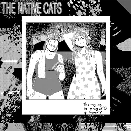 Black and white album cover featuring two people in a sketched, illustrative style.