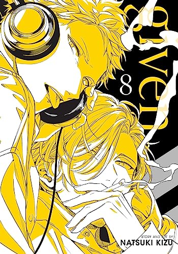 Yellow and white manga-style illustration of two people embracing on a black background.