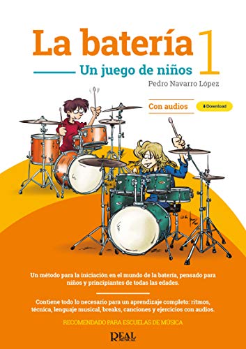 Book cover: cartoon children playing a drum set, yellow and blue background.