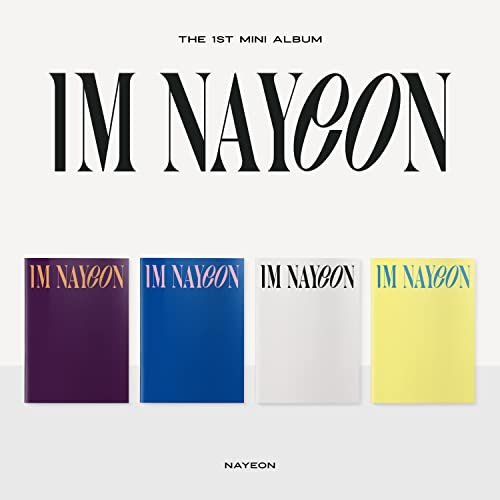 Nayeon’s “Im Nayeon” album cover with bold text and four colored spines.