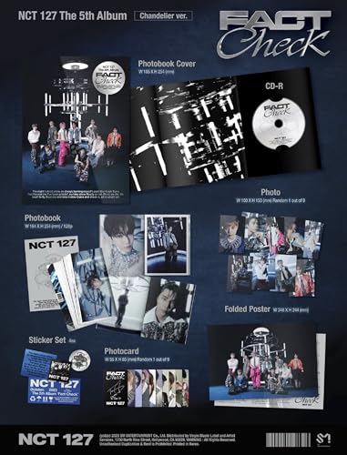 NCT 127 “Fact Check” album contents: photobook, CD, photos, stickers, and postcard.