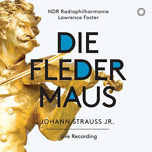 CD cover for Johann Strauss Jr.’s “Die Fledermaus” with a golden sculpture.