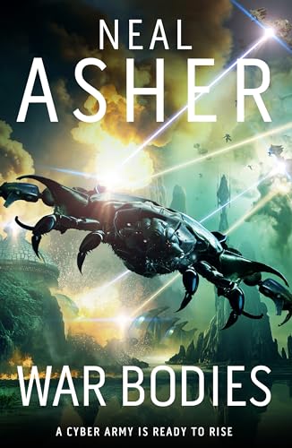 Book cover: giant insectoid creature over a ruined, futuristic cityscape.